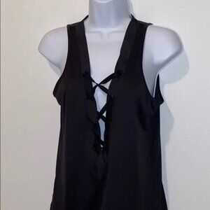 Splits59  Tank Top Black, Low V Crisscross, sz Small